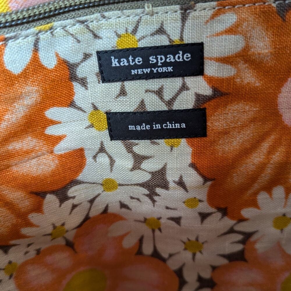 Kate Spade Linen Canvas Tote Bag with Monogram Black and Tan - Picture 3 of 16